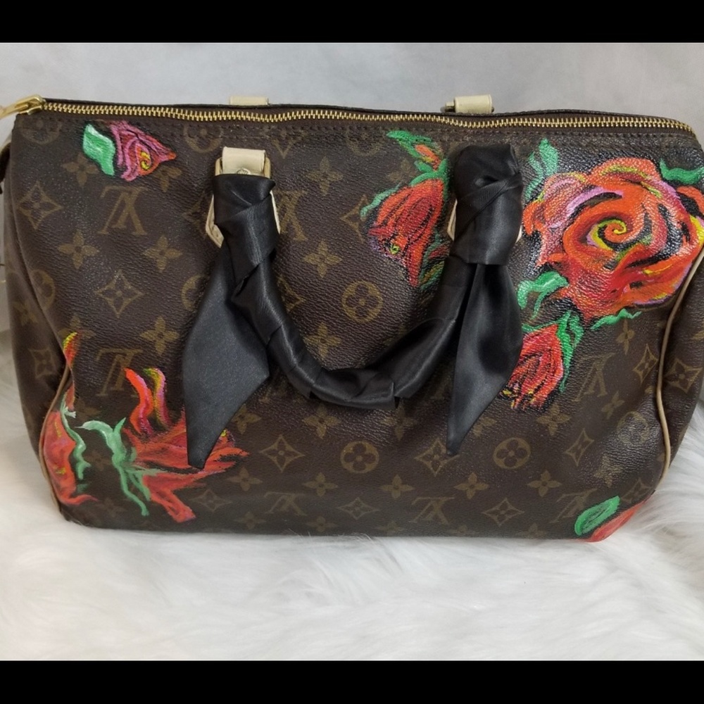 Vintage Louis Vuitton speedy 35. Hand painted.